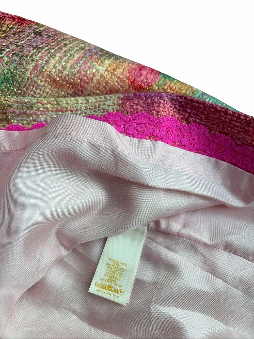 Kate Spade Floral Pencil Skirt Size 2 Metallic Tweed Watercolor Pink Gold NWOT